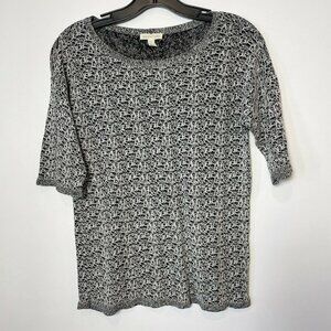 Eileen Fisher Womens Organic Linen Pullover Sweater Black S Knitted Short Sleeve